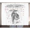 thumbnail image 1 of Ambesonne Love Curtains 2 Panel Set, Couple on Rainy Day Walking, 108" x 63", Charcoal Grey and White, 1 of 3