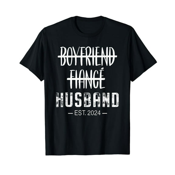 Boyfriend Fiance Husband Just Married 2024 Groom's Wedding T-Shirt