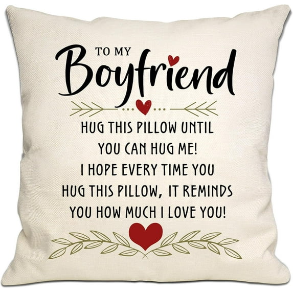 Boyfriend Gift from Girlfriend Romantic Hug Throw Pillow Cover I Love You Reminder Gift for Boyfriend Gift for Him Birthday Valentine''s Day Anniversary (Boyfriend)