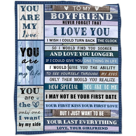 to My Boyfriend Gifts Blanket Romantic for Him Best Birthday Anniversary Valentines Presents 50*60 inch Bed Chair Sofa Couch Home Decor Christmas Valentine Day Gift