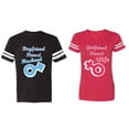 thumbnail image 1 of Boyfriend Girlfriend Fiance Husband Wife Matching Couple Cotton Jerseys (Men Black / Women Red) (Men XXL / Women M), 1 of 3