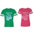 thumbnail image 1 of Boyfriend Girlfriend Fiance Husband Wife Matching Couple Cotton Jerseys (Men Green / Women Pink) (Men S / Women XL), 1 of 3