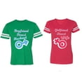 thumbnail image 1 of Boyfriend Girlfriend Fiance Husband Wife Matching Couple Cotton Jerseys (Men Green / Women Red) (Men S / Women XL), 1 of 3