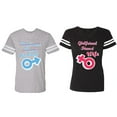 thumbnail image 1 of Boyfriend Girlfriend Fiance Husband Wife Matching Couple Cotton Jerseys (Men Heather / Women Black) (Men L / Women S), 1 of 3