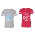 thumbnail image 1 of Boyfriend Girlfriend Fiance Husband Wife Matching Couple Cotton Jerseys (Men Heather / Women Red) (Men M / Women M), 1 of 3