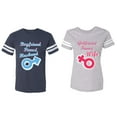 thumbnail image 1 of Boyfriend Girlfriend Fiance Husband Wife Matching Couple Cotton Jerseys (Men Navy / Women Green) (Men XXL / Women XXL), 1 of 3