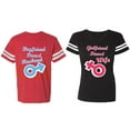 thumbnail image 1 of Boyfriend Girlfriend Fiance Husband Wife Matching Couple Cotton Jerseys (Men Red / Women Black) (Men XL / Women XL), 1 of 3
