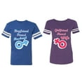 thumbnail image 1 of Boyfriend Girlfriend Fiance Husband Wife Matching Couple Cotton Jerseys (Men Royal / Women Purple) (Men XL / Women M), 1 of 3