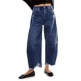 thumbnail image 1 of Women Barrel Leg Casual Jeans Loose Copped Ripped Denim Pants, 1 of 6