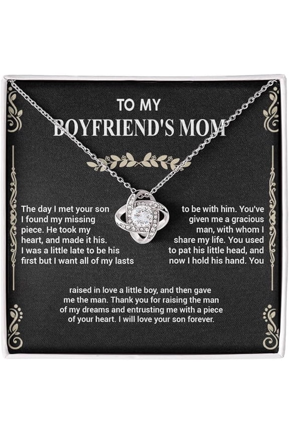 To My Boyfriend Mom Necklace with Message Card and Gift Box, Gift for Future Mother In Law, Love Knot Necklace for Boyfriend's Mom, Mother's Day Gift For Boyfriend's Mom