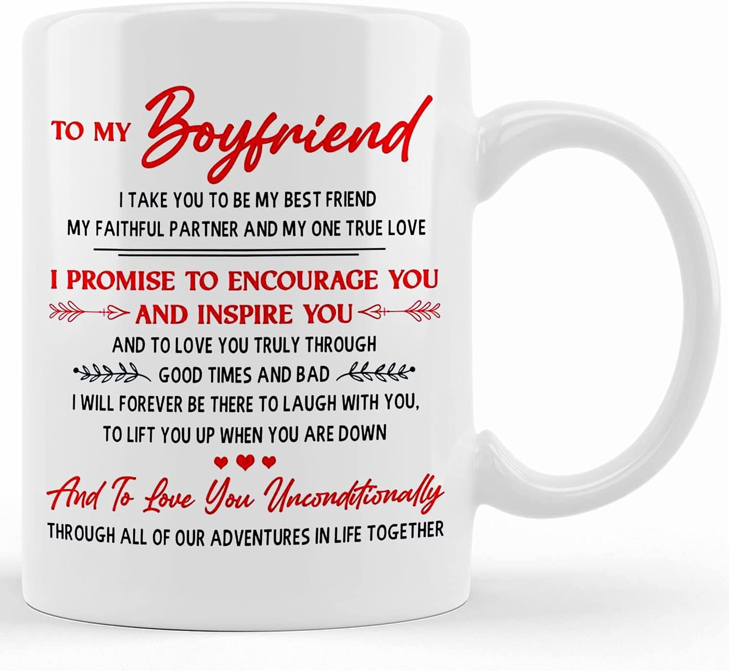 To My Boyfriend My One True Love Coffee Mug Gift For Him Couple Mug 11oz 11oz Birthday Gift Custom Text Valentine's Day, Ceramic Novelty Coffee Mug, Tea Cup, Gift Present Fo