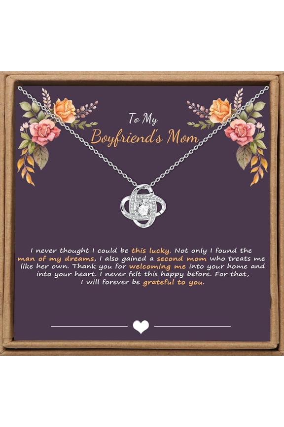 To My Boyfriend'S Mom Necklace For Birthday Mother'S Day Pendant For Future Mother In Law Jewelry For Mom From Bride With Box #1512, Gold Love Knot Necklace