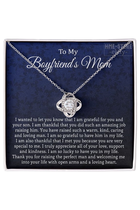 To My Boyfriend'S Mom Thank You For Future Mother In Law Necklace, A Meaningful Necklace Perfect For Anniversaries, Birthdays, Valentine V7737, White Love Knot Necklace