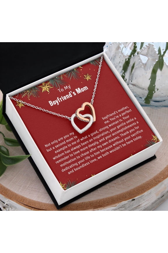 Boyfriend's Mom Necklace Heart Pendant With Inspirational Message PerfectFor Birthdays And s, Multi Interlocking Heart Necklace