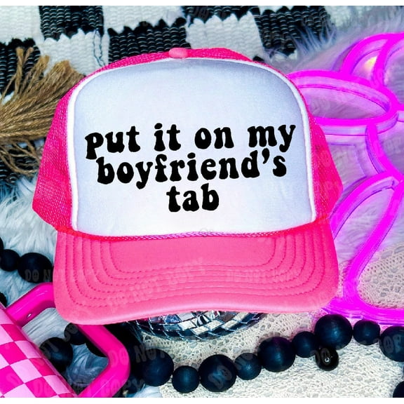 Boyfriend's Tab Neon Pink & White Trucker Hat