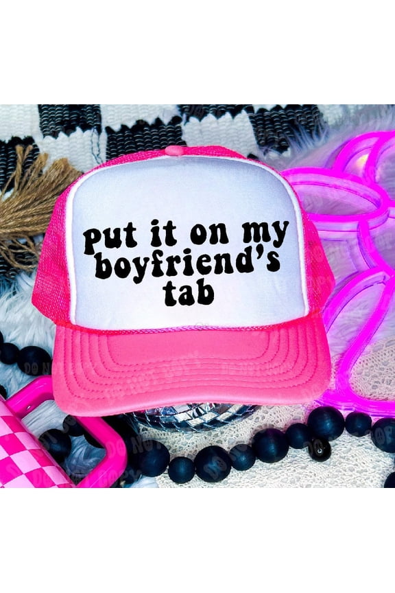 Boyfriend's Tab Neon Pink & White Trucker Hat