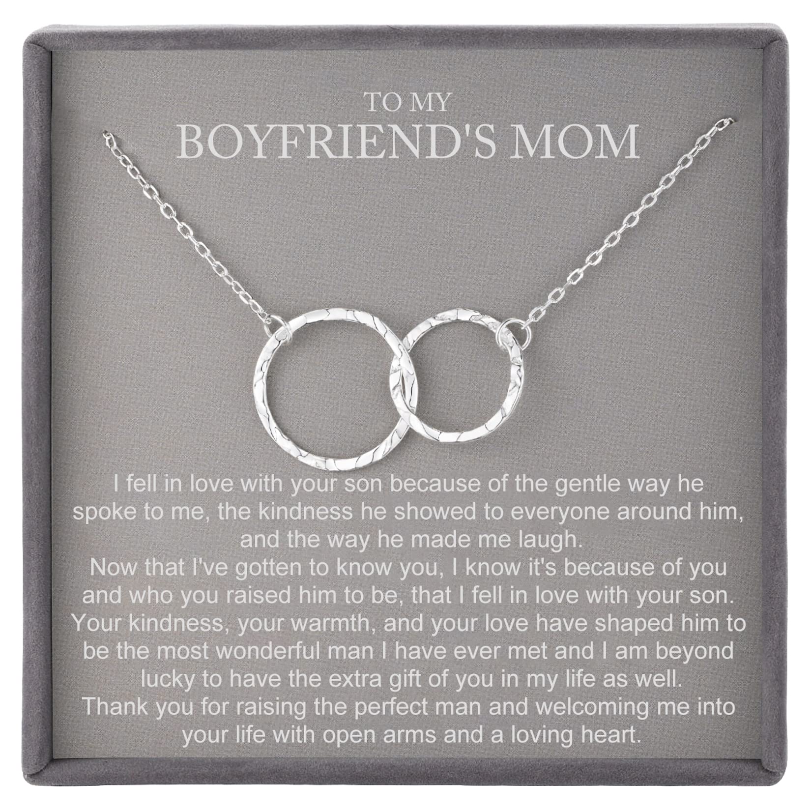 Boyfriends Mom Gift Sterling Silver Hammered Interlocking Circle