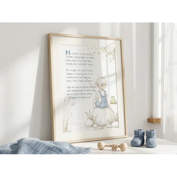 Boyhood Poem Print Childhood Wonder Wall Art Nursery Boys Room Decor Baby Shower Gift Little Boy Wall Decor Heirloom Matte Art, Unframed Paper Print
