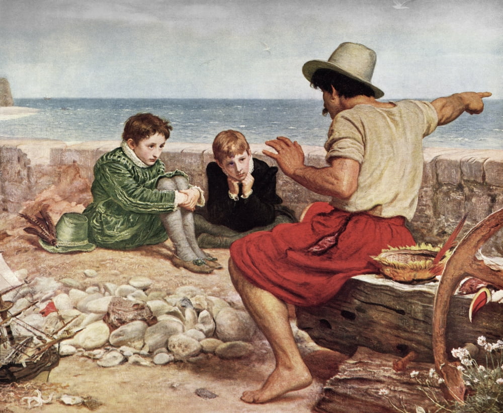 The Boyhood Of Raleigh By Sir John Everett Millais From The Worlds Greatest Paintings Published By Odhams Press London 1934 Canvas Art - Ken Welsh Design Pics (32 x 26)