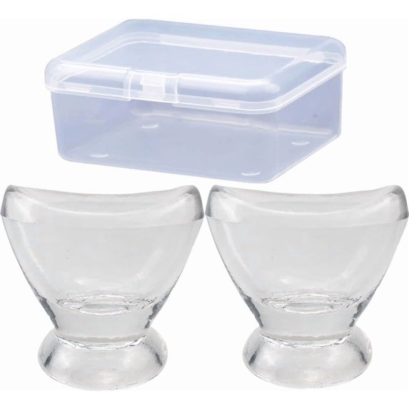 Boyizupha® 2Pcs Transparent Glass Eye Wash Cup for Eye Rinse,Cleansing with Storage Container,Set of 2