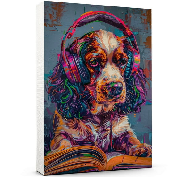 Boykin Spaniel Decor Poster Unframe, Boykin Spaniel Dog Canvas Wall Art, Dog Reading Book Canvas Print Painting Poster Wall Decor Dog Lovers Gifts