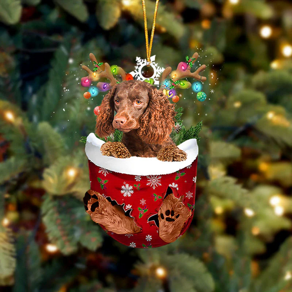 Boykin Spaniel In Snow Pocket Christmas Ornament