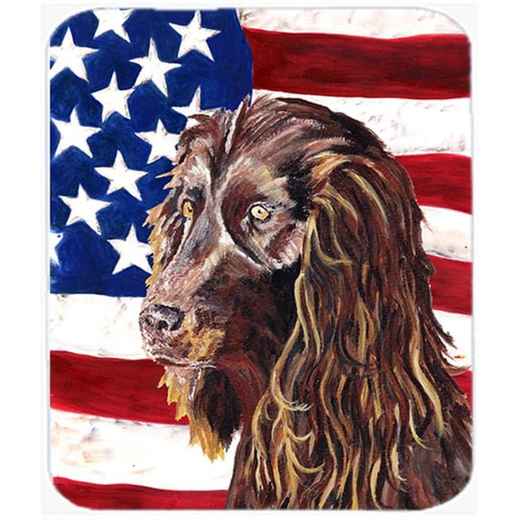 Boykin Spaniel USA American Flag Glass Cutting Board Large Size