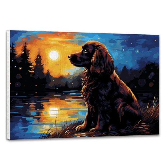 Boykin Spaniel Watercolor Poster Canvas Wall Art for Home/Office/Bedroom Decor - Dog Love Canvas Print Wall Art Painting Ready to Hang Gifts - Easel & Hanging Hook 11x17 Inch