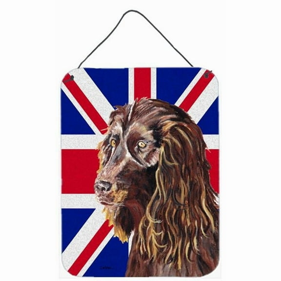 Boykin Spaniel with English Union Jack British Flag Wall or Door Hanging Prints