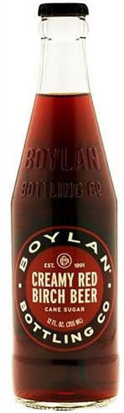 Boylan Bottling Pure Cane Sugar Soda Pop, Creamy Red Birch, 12 oz Glass Bottles (Pack of 12)