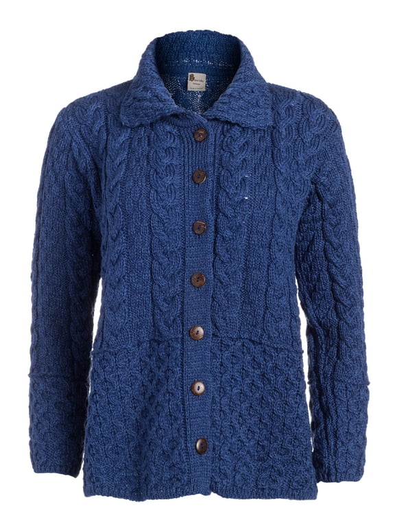 Women's Honeycomb Wool Cardigan Front Buttons