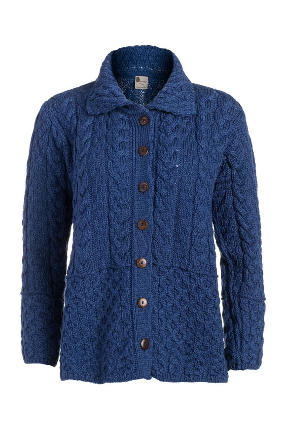 Women's Honeycomb Wool Cardigan Front Buttons