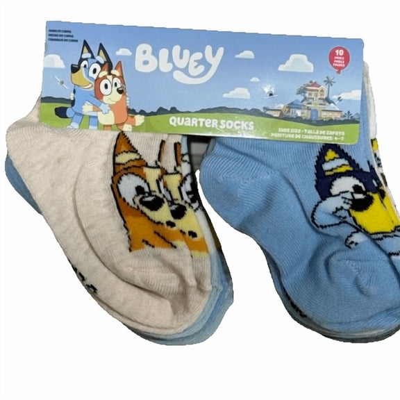 Boys' 10-pk. Bluey  Quarter  Socks   shoe size 4-7 (kids)
