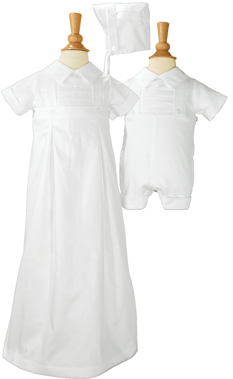 Boys 100% Cotton Convertible Christening Baptism Set with Hat(Baby)