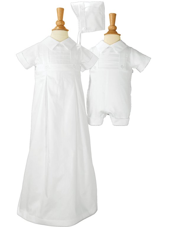 Boys 100% Cotton Convertible Christening Baptism Set with Hat(Baby)