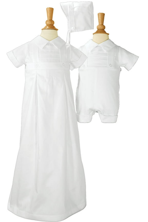 Boys 100% Cotton Convertible Christening Baptism Set with Hat(Baby)