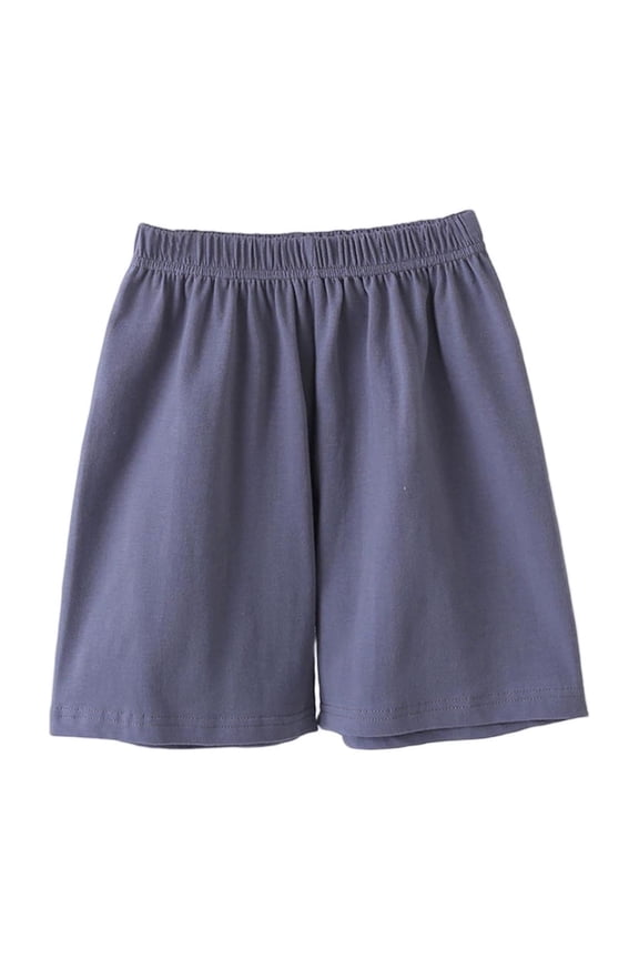 Boys' 100% Cotton Elastic Waistband Relaxed Fit Knee Length Summer Shorts - School Uniform Everyday Casual Basics for Kids, Gray,Size 7-8 T