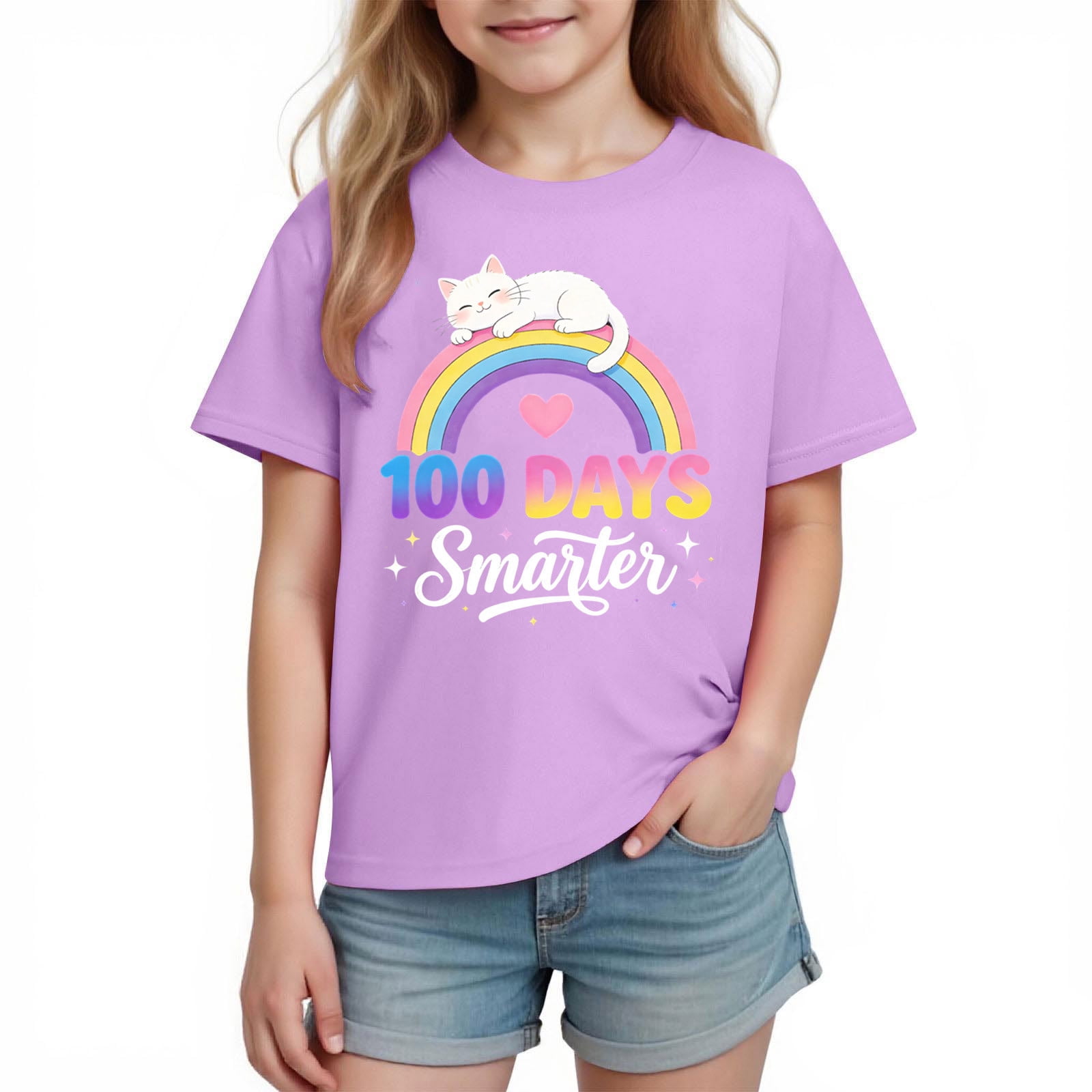 Boys 100th Day of School Shirt, 100 Days Smarter Kids Tee with Cute Cat ...