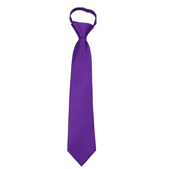 Boys 14 inch Solid Color Zipper Necktie Ties - Many Colors Available