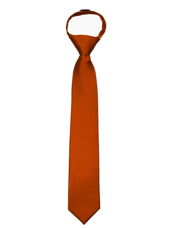 Boys 14 inch Solid Color Zipper Necktie Ties - Many Colors Available