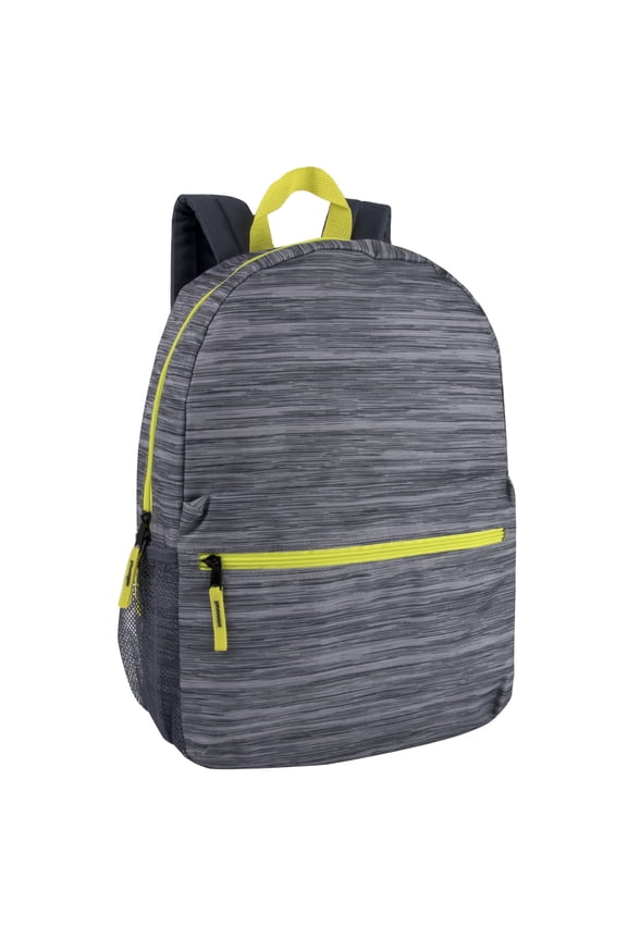 17 inch Backpack for Travel & Commute, Zippered Front & Mesh Side Pockets, Padded Straps (Abstract Heather Gray)