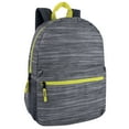 thumbnail image 1 of 17 Inch Backpack with Front Zippered Pocket and Side Mesh Pockets for Travel and Commute in Heather Gray with Neon Green Zippers, 1 of 7