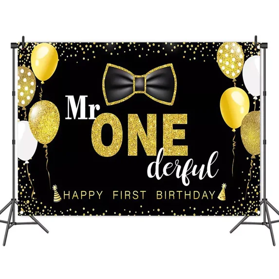 Boys 1st Birthday Decoration Mr. Onederful Birthday Party Supplies Boy 1st Birthday Backdrop Banner for Baby Toddler Little Man First Birthday Party Decor Photo Prop