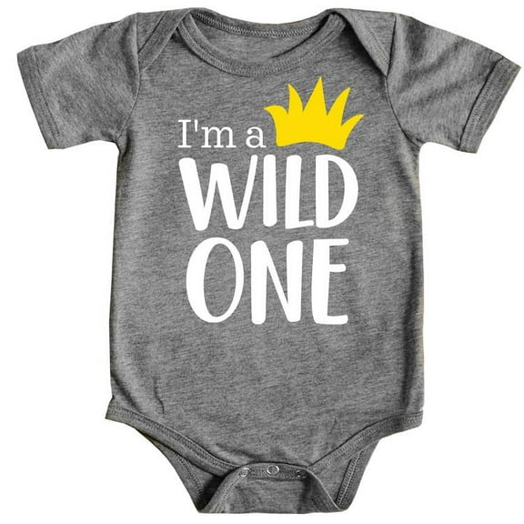 Boys 1st Birthday Outfit I'm a Wild One Yellow Crown Boys 1st Birthday Bodysuit