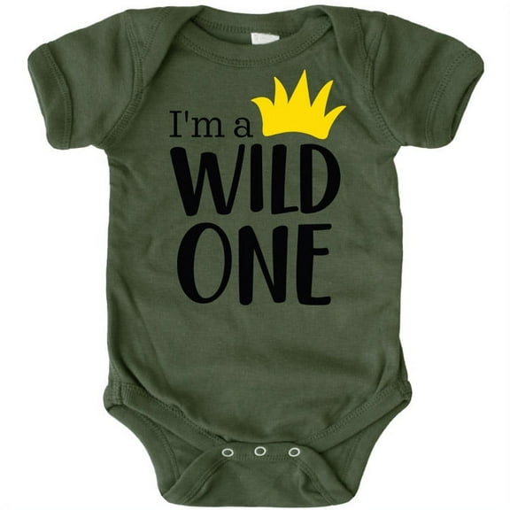 Boys 1st Birthday Outfit I'm a Wild One Yellow Crown Boys 1st Birthday bodysuit