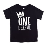 Boys 1st Birthday Outfit Mr One-Derful Tee Shirt for Boys 1st Birthday Shirt Short Sleeve Black Top
