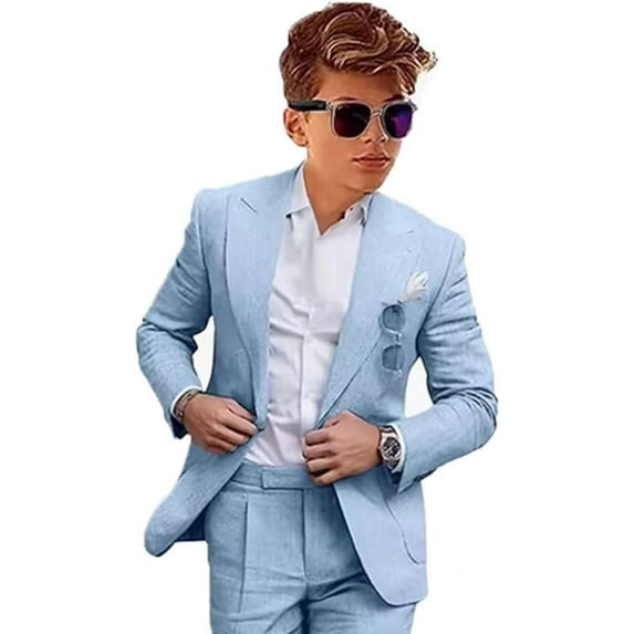 Boys 2 PC Boys Summer Suit for Beach Wedding Kids Linen Suit Boys Ring Bearer Outfit