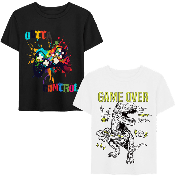 Boys 2-Pack Gaming Watercolor Graphic T-Shirt Sizes 4-1 11