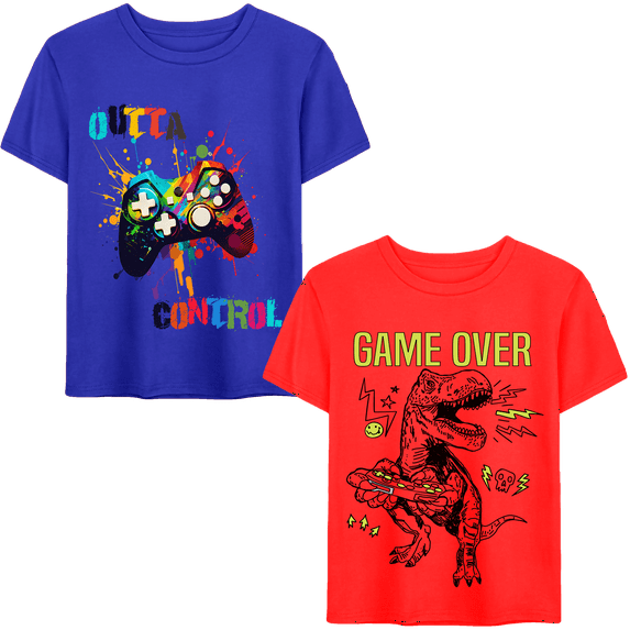 Boys 2-Pack Gaming Watercolor Graphic T-Shirt Sizes 4-1 18
