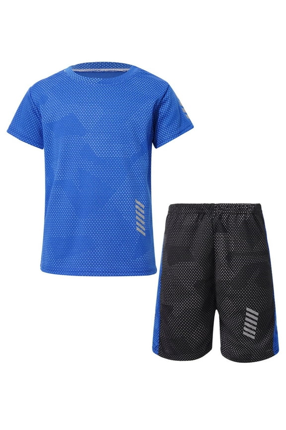 Boys 2-Pack Jersey Soccer Knit Set Quick Dry Sport Team Uniform Shirt and Shorts Workout Outfits